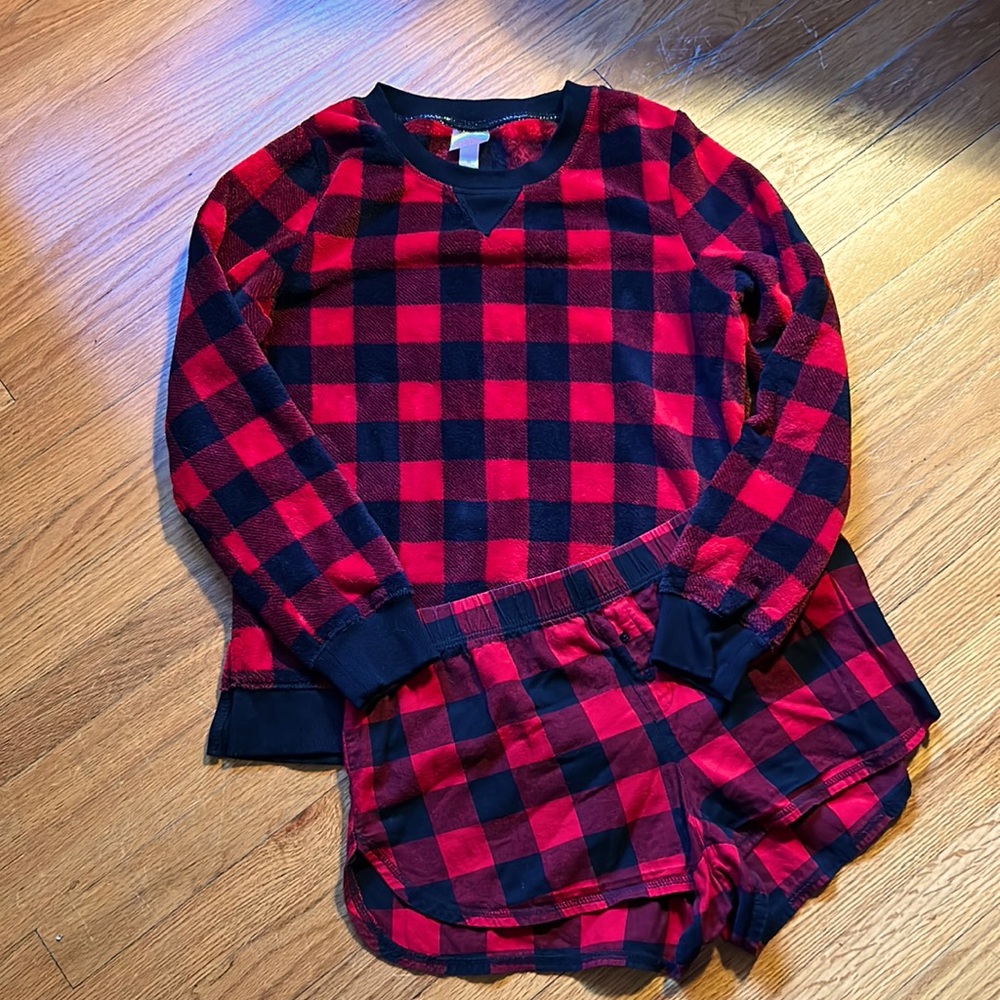 WONDERSHOP TARGET Women’s Red Black Buffalo Plaid Pajama Set Fleece Sz Medium